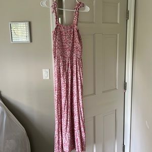 Pink flowers tie dress